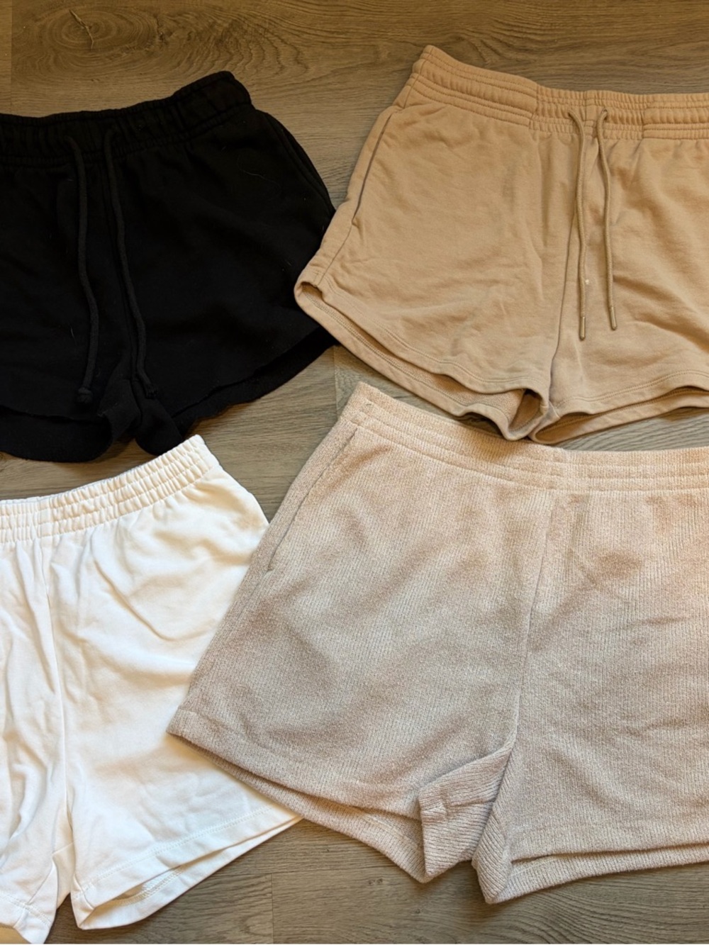 H&M Women’s Drawstring Athletic Shorts in Black, White and Beige Shades